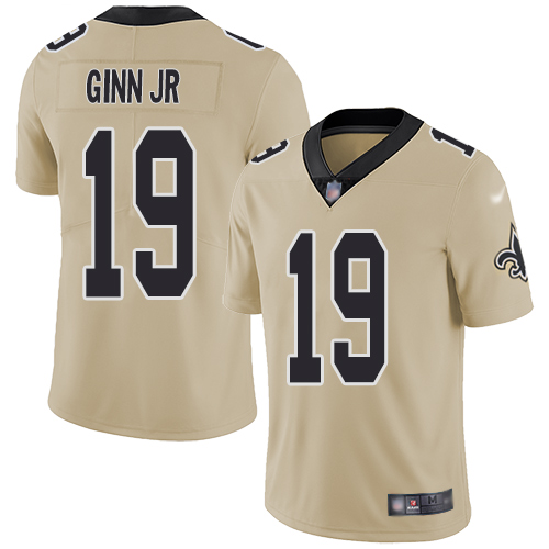 Men New Orleans Saints Limited Gold Ted Ginn Jr Jersey NFL Football 19 Inverted Legend Jersey